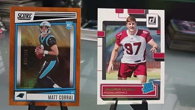 Matt Corral Panthers Rookie 2022 Score Orange Foil /599 + Bonus Card  - Image 1 of 4