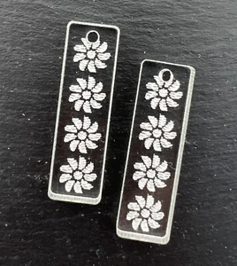 Clear Acrylic Daisy Earring Blanks - DIY Floral Jewelry Making Supplies - Picture 1 of 4