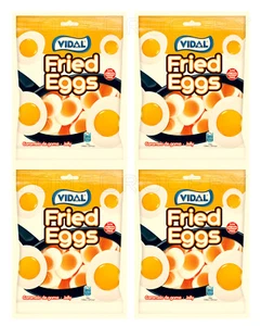 4 x Spiegeleier Party Gummi Süßigkeiten Gummis Creme Geschmack glutenfrei 100g 3,5oz - Bild 1 von 5