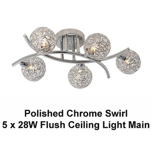 Silver 5 Sphere Electrical Fitting Ceiling Light - Bulbs Included Modern Design - Picture 1 of 13