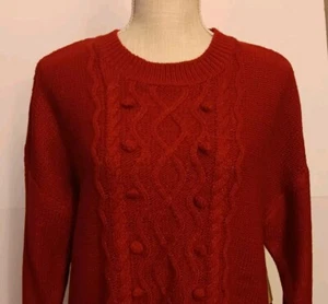NWT Vtg. There Abouts Plus Size XXL Very Soft Red Cable Knit Sweater (Juniors) - Picture 1 of 10