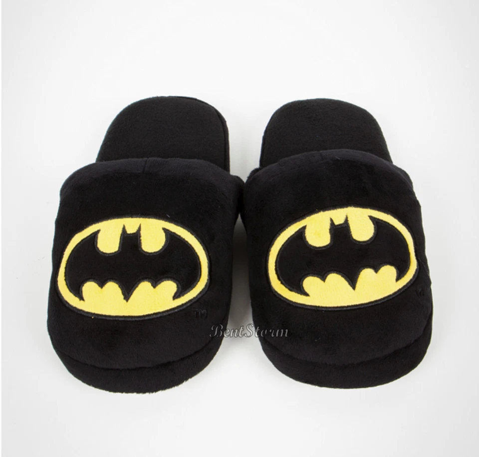 NEW DC Comics Super Hero Batman BAT LOGO Adult plush Slippers DARK KNIGHT M NWT - Image 1 of 1
