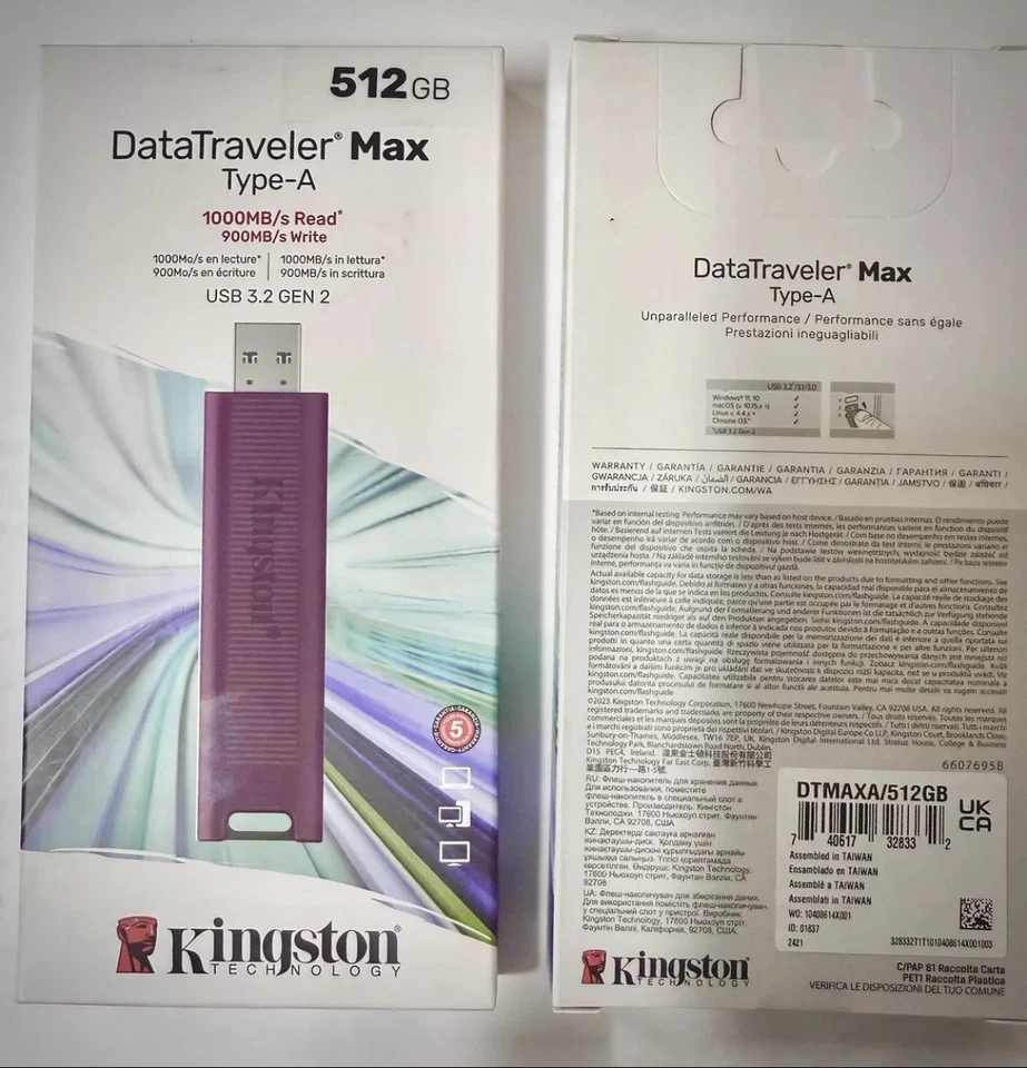 NUEVO EN CAJA Kingston DataTraveler Max Tipo A 512 GB Unidad Flash USB 3.2 GEN2 Foto 1 de 1