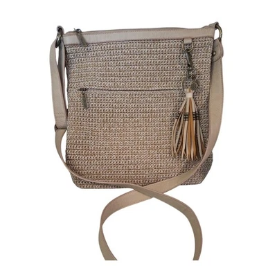 Bolso Bandolera The Sak Hobo Crochet Cremallera Grande Beige Marrón Cuero Borla Foto 1 de 4