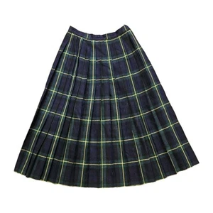 Vtg Evan Picone Pleated Wool Skirt Womens 10 Tartan Plaid Preppy USA Union Made - Picture 1 of 9