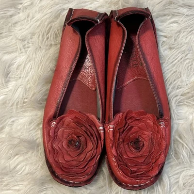 L'artiste Spring Step Dezi Red Slip On Leather Shoes Flower 3D Rose 36 US 6 Boho - Image 1 of 4