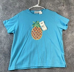 Neu aus altem Lagerbestand Basic Edition Kmart großes Damenoberteil blau verziert Ananas Strasssteine - Bild 1 von 10