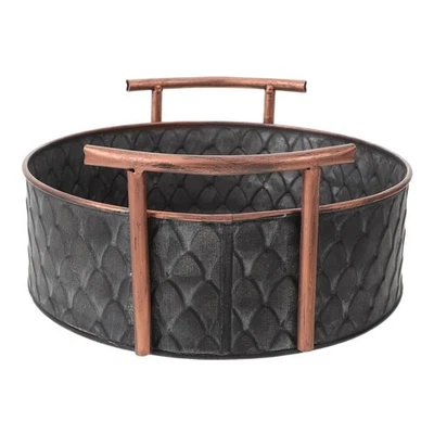  Cesta de almacenamiento de hierro retro bandeja redonda galvanizada cestas decorativas de metal rústico Foto 1 de 4