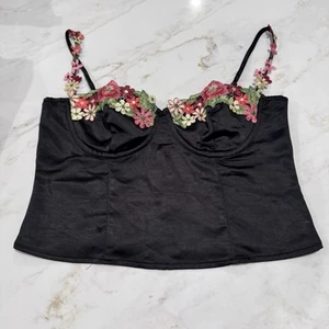NWT Princes Polly Corset Crop Top Bustier Black Floral Enchanted To Meet You 10 - Picture 1 of 17