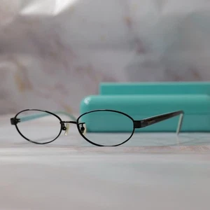 Vintage Tiffany Oval Glasses Titanium Frame Eyewear Black/ Blue 52▢16 140 - Picture 1 of 16