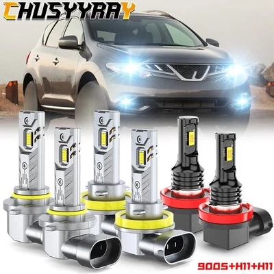 For 2009-14 Nissan Murano Combo LED Headlight Hi/Lo Beam Fog Light Bulbs - Image 1 of 4