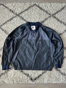 Nike Windbreaker Pullover V Neck Jacke 90er Etikett Navy Herren Large Pulli - Bild 1 von 10