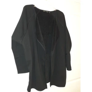 Athleta Karma Wickel schwarz vorne offen Fleece gefüttert Strickjacke Gr. S kuschelig warm - Bild 1 von 5