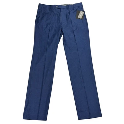 Michael Kors Mens Marvin Classic Fit Plaid Stretch Dress Pants Navy Blue 38x34 - Image 1 of 4