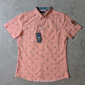 Camisa de golf William Murray Titos vodka abotonada para hombre mediana rosa cactus AOP nueva - Imagen 1 de 9