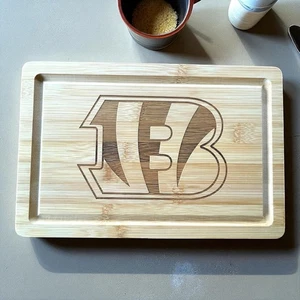New Cincinnati Bengals Laser Engraved Bamboo Cutting Board, Charcuterie 12”x8” - Picture 1 of 3