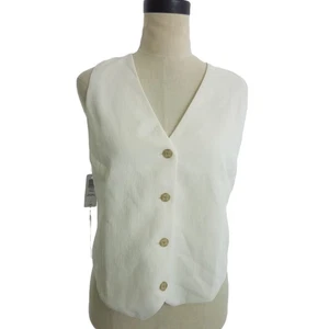 Gilet Wilfred bianco Pesci taglia 6 panna senza maniche blusa top abbottonato nuovo con etichette - Foto 1 di 8
