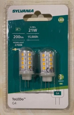 New two SYLVANIA TOLEDO LED Capsule light bulb, G4 fitting, Warm White (2700K). - Image 1 of 2