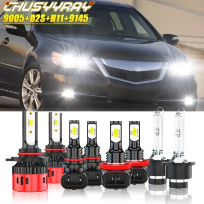 For Acura RL 2004-2012 8PCS Front LED HID Headlights Hi/Lo DRL Fog Light Bulbs - Image 1 of 4