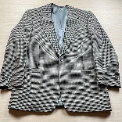 Jhane Barnes Sports Coat 90s Blazer Black & White Check Weave size 39 Vintage - Image 1 of 4