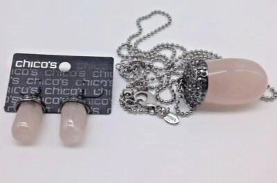 Chico's Pink宝石项链和配套耳环全新无标签 — 第 1/4 张图片