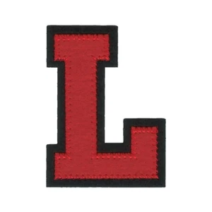 Red Varsity Letter L Patch Felt Block Letterman Black Outline (2 1/2" in) - Picture 1 of 1