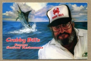 CRABBY BILL’S Famous Seafood Rest. FLORIDA & N.C. Vintage SOUVENIR POSTCARD - Picture 1 of 2