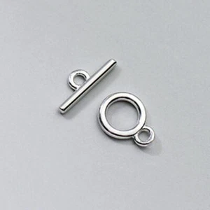 Sterling Silver Simplicity Plain Round Toggle Clasp Bar Set Connector A2052 - Picture 1 of 7