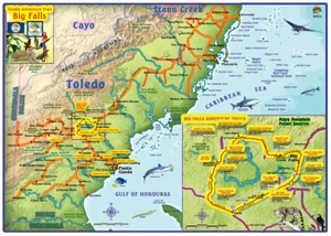 Toledo Belize Adventure Big Falls Trails Map by Franko Maps - Bild 1 von 2