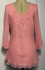 Allison Taylor 100% Silk Beaded & Sequined Peach Polyester-Lined Tunic: Size M
