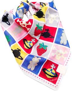 Vivienne Westwood Handkerchief Orb Skull Miffy Strawberry Tartan +Gift Wrap-50cm - Imagen 1 de 4