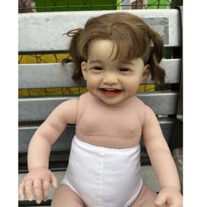 Kit Muñeca Niño Renacido 28" Inacabado Mila Sonrisa Niña Cabello Amarillo Hecho a Mano Regalo - Imagen 1 de 3