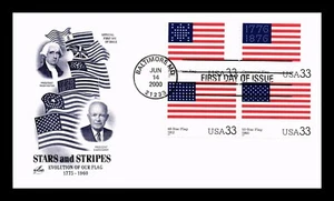 DR JIM STAMPS US COVER STARS AND STRIPES EVOLUTION OF FLAG FDC SETENANT - Picture 1 of 2