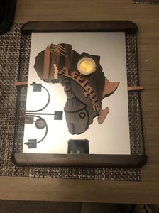 Beautiful Carved Wood Mirror wall clock “Afrique” African - Picture 1 of 13