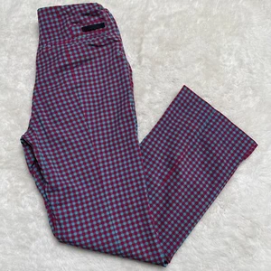 Vintage Prada Women's Red Blue Straight Leg Checks Dress Pants Size 40 IT / 4 US - Picture 1 of 12