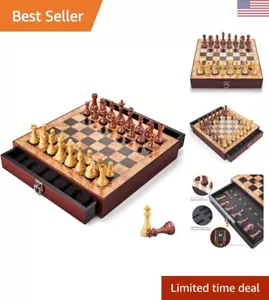 Luxury 17'' Chess Set with Weighted Pieces, Elegant Storage & Instruction Manual - Picture 1 of 11