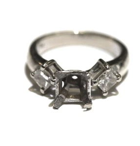 14k Weißgold Halbmontierung Verlobungsring 4,7g Vintage Nachlass Antik - Bild 1 von 10