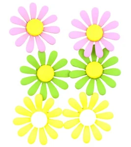 2.3cm enamel daisy flower stud earrings, 50s, 60s retro, multiple choices - Picture 1 of 8