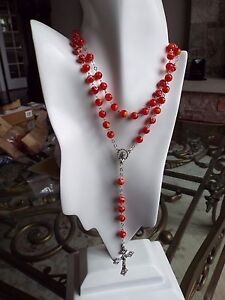 Real Murano Glass blown rosary or necklace, from Italy- 8 mm Red