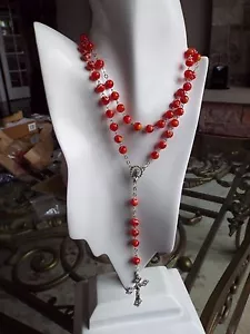 Echt Murano Glas mundgeblasen Rosenkranz oder Halskette, aus Italien - 8 mm rot - Bild 1 von 6