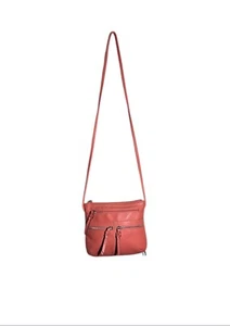 Tignanello Women's coral orange Leather Crossbody Bag - Picture 1 of 14