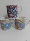 William Morris China Mugs X3 Gift Collector No Chips Or Cracks Coffee Tea Floral