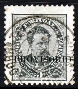 PORTUGAL 1892 PROVISIONARIO sobreimpresión en 5 arroz negro SG 282 en muy buen estado - Imagen 1 de 2