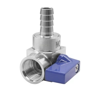 Stainless Steel 90 Degrees Elbow Ball Valve 3/8" Barb x 1/4" NPT Female Shut ... - Picture 1 of 5