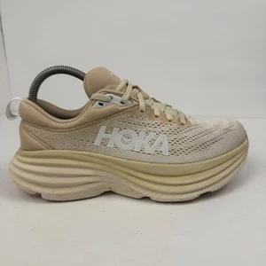 HOKA BONDI 8 Wmns Running Shoes Sneakers Sz 7B 1127952 SSEG Tan Cream Sand Beige - Picture 1 of 10