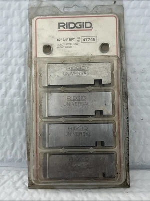 NEW RIDGID 47745 1/2" to 3/4" - 14 NPT Universal Dies Alloy RH - Image 1 of 2