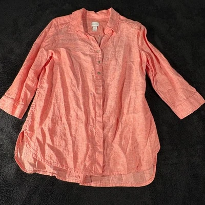 Túnica con botones Chicos para mujer talla 1 de lino coral salmón manga 3/4 Foto 1 de 4