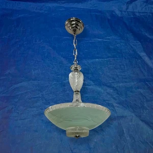 Rare Glass Fixture Four Socket Round Mint Green Shade Nice! 96A - Picture 1 of 7