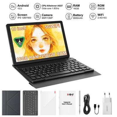 Tablet 10.1 Zoll Android 15 5GWIFI 16GB(8+8) RAM 256GB ROM Bluetooth Dual Kamera - Bild 1 von 4