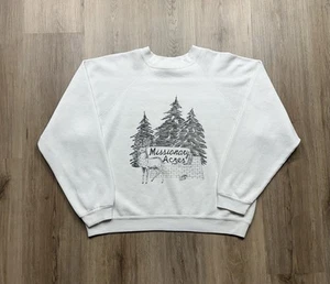 Missionary Acres Men’s Vintage White Pullover Crewneck Sweatshirt Medium Raglan - Picture 1 of 7